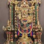 Brass Tirupati Balaji with Hanuman & Garuda | 60.5" Divine Masterpiece | 155kg Temple Sculpture | Meenakari Prabhavali Frame | Jaipurio